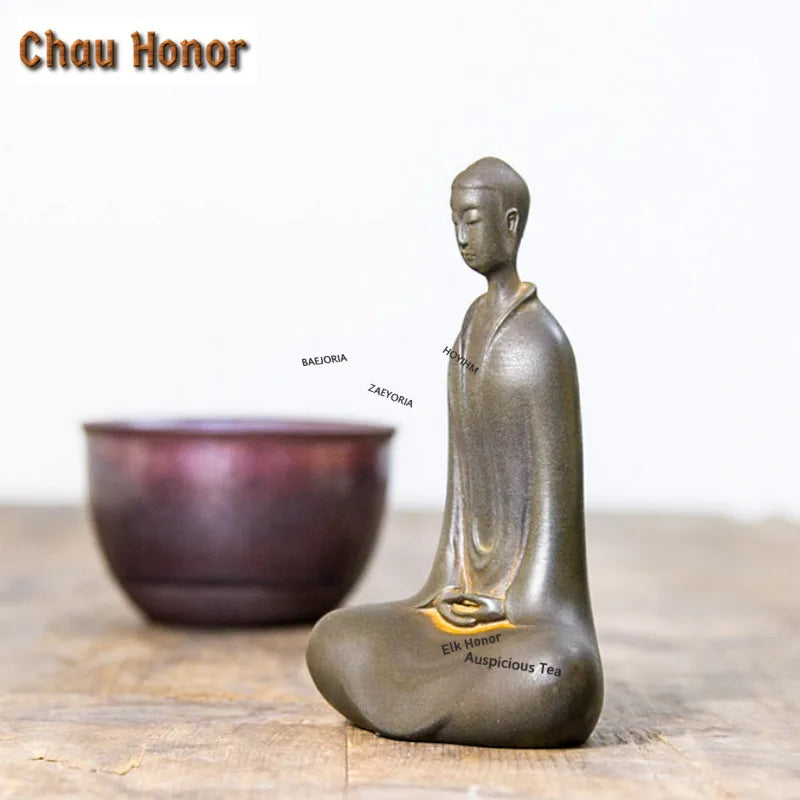 Buddha Figure for Home Decor - Handmade Resin Tea Pet Statue, Zen Sculpture