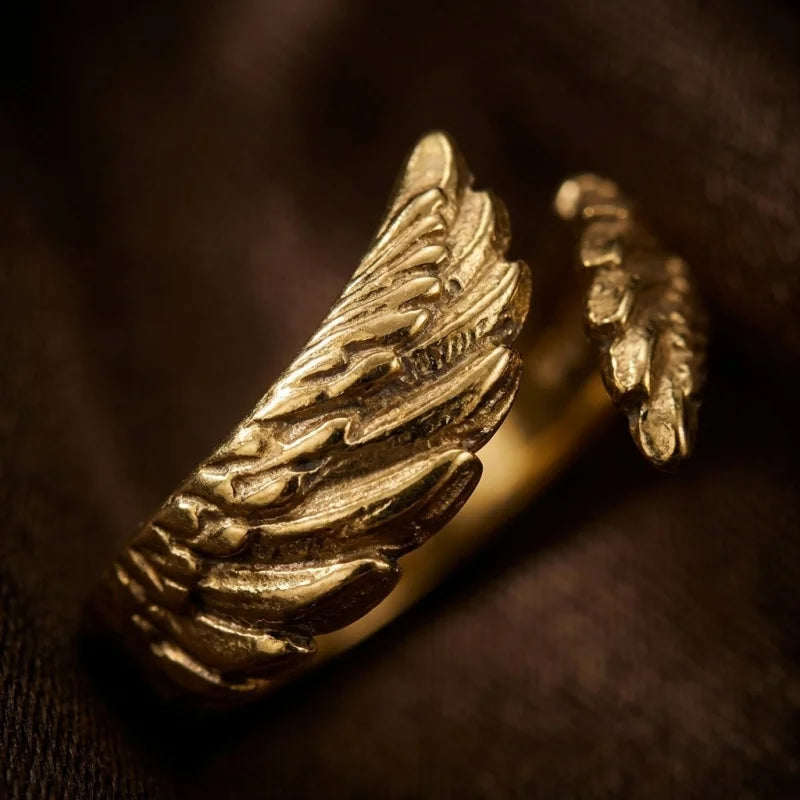 Luxury Vintage Angel Wing Ring - Unisex Creative Feather Design Jewelry
