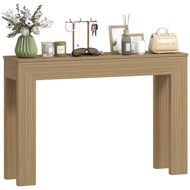 47-Inch Narrow Entryway Console Table for Hallway Living Room - Natural Wood