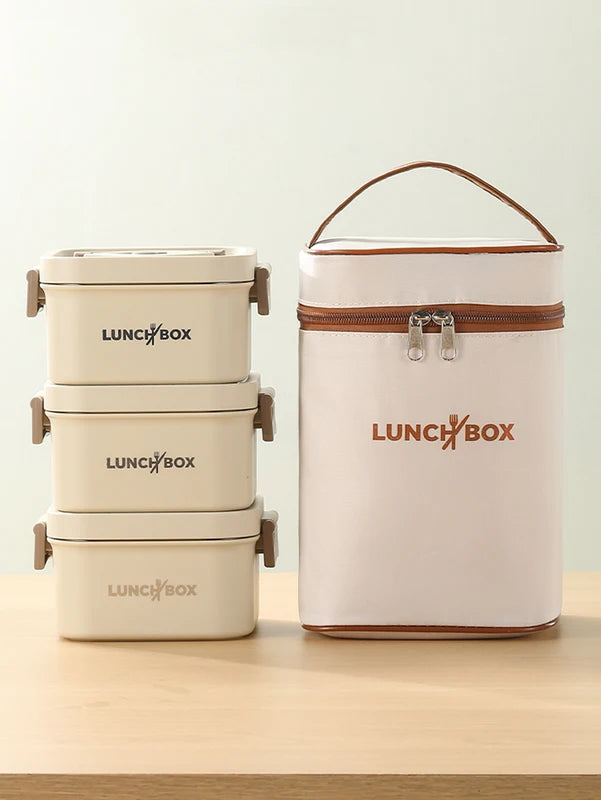 Insulated Stainless Steel Bento Box Set with Travel Lunch Bag - Multiple Colors