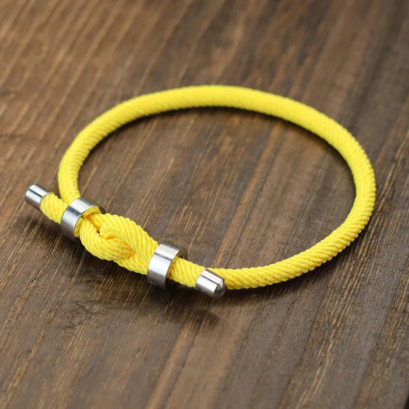 Adjustable Men’s Lucky Red Thread Bracelet with Stainless Steel Chain and Cord