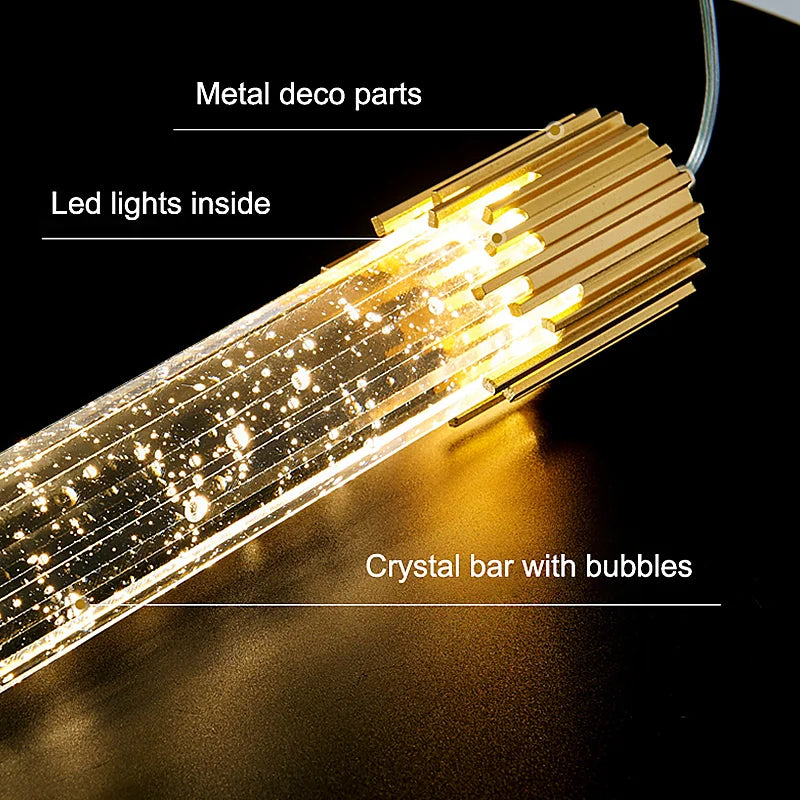 Modern Crystal Pendant Light Fixture for Living Room and Bedroom - Adjustable Color & Brightness