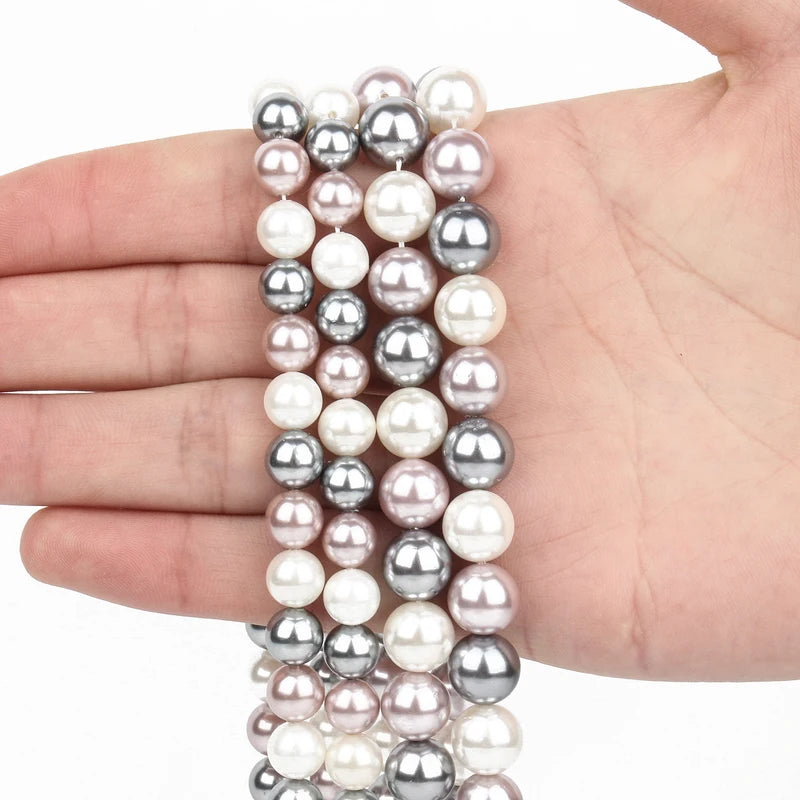 Natural Freshwater Glass Shell Beads for Jewelry Making - 6 Sizes, Multicolor