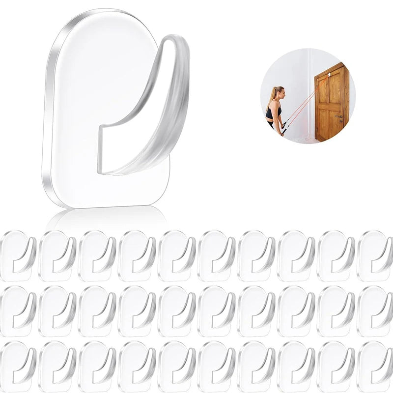 Acrylic Adhesive Transparent Hooks Set - Strong Plastic Bathroom Non-Punching Wall Hooks