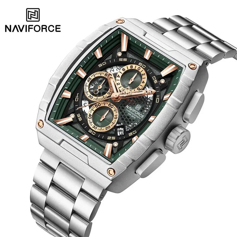 Luxury Men's Quartz Tonneau Watch with Chronograph and Water Resistance