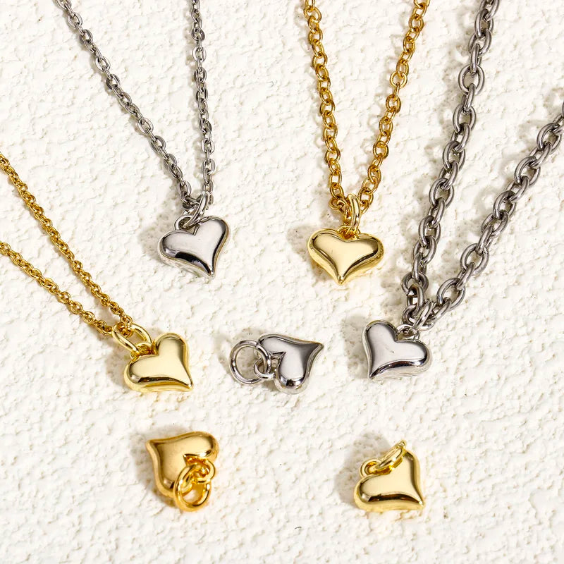 2pcs Heart-Shaped Brass Jewelry Charms for DIY Necklace & Earrings, Gold & Silver Tones
