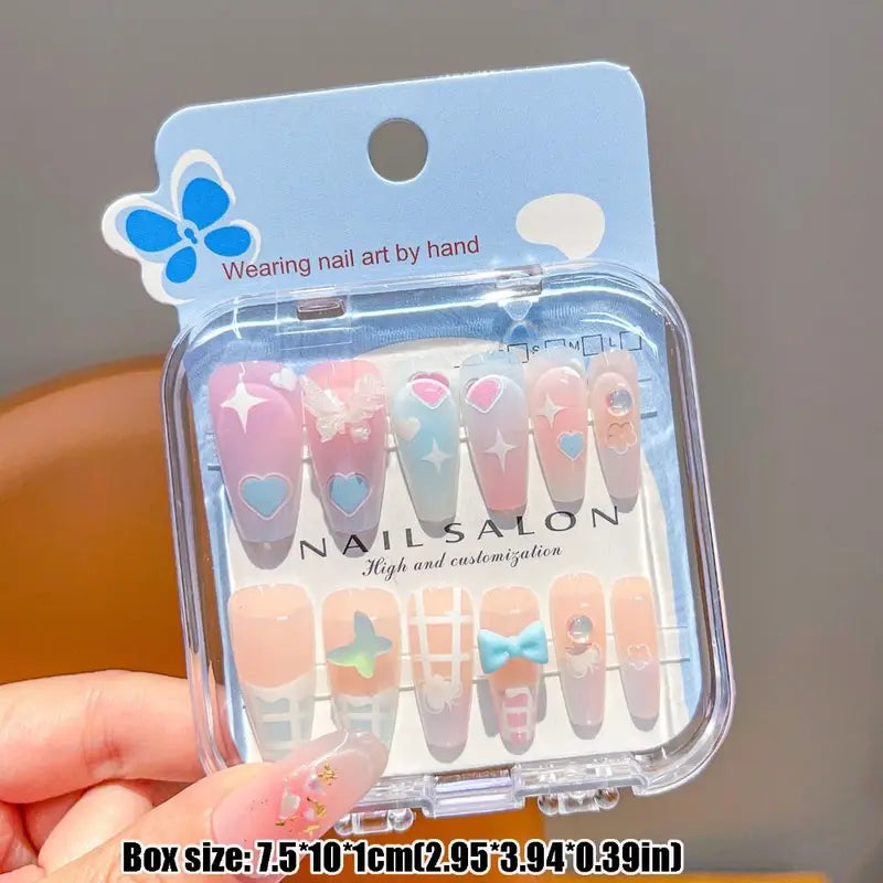 Children's Cartoon Nail Stickers - Cute Detachable Long Nail Art for Girls