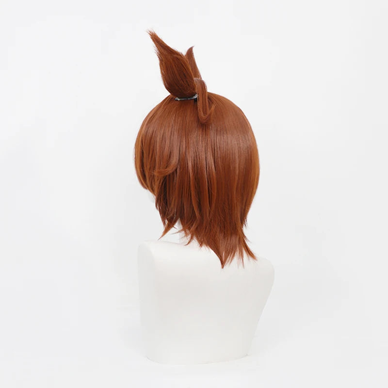 Anime Cosplay Wig Short Brown Synthetic Heat-Resistant Hair for Role-Play & Parties