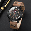 Men's Casual Leather Band Quartz Watch with Calendar - Multiple Colors
