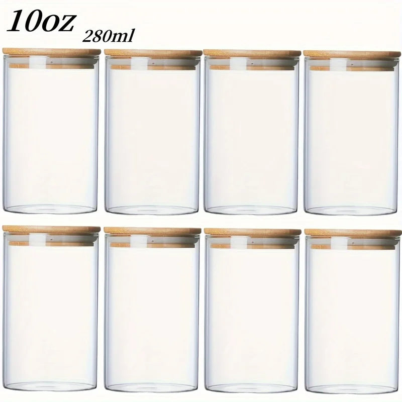 Glass Food Storage Jar with Bamboo Lid 280ml - Clear Kitchen Container