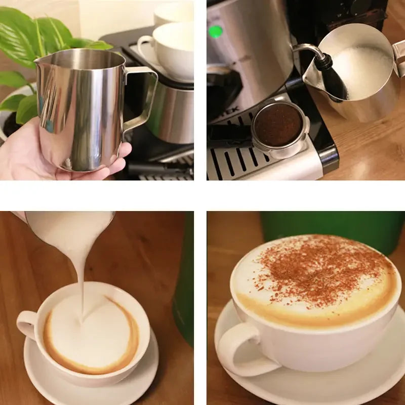 Stainless Steel Frothing Pitcher with Scale - 350/600/900ml Milk Steamer for Coffee & Latte