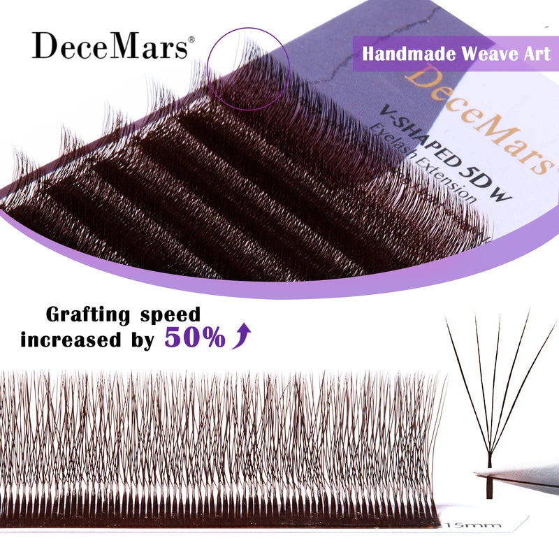 V-Shaped 5D Brown Eyelash Extensions Tray - False Lash Tips & Volume