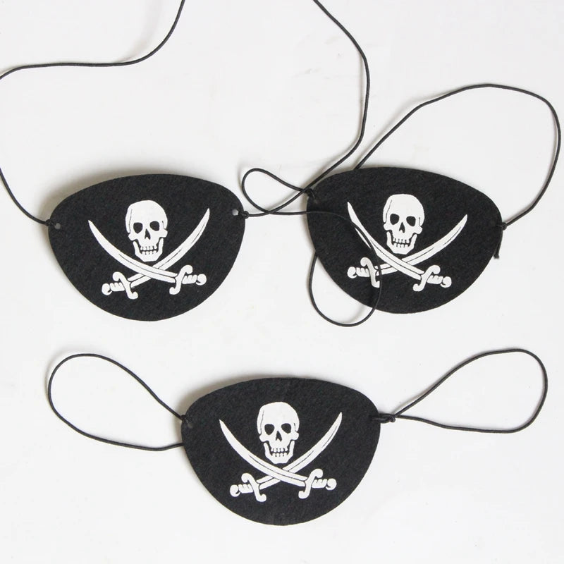 12Pcs Felt Pirate Eye Patches Skeleton Eye Masks for Halloween & Party Decorations