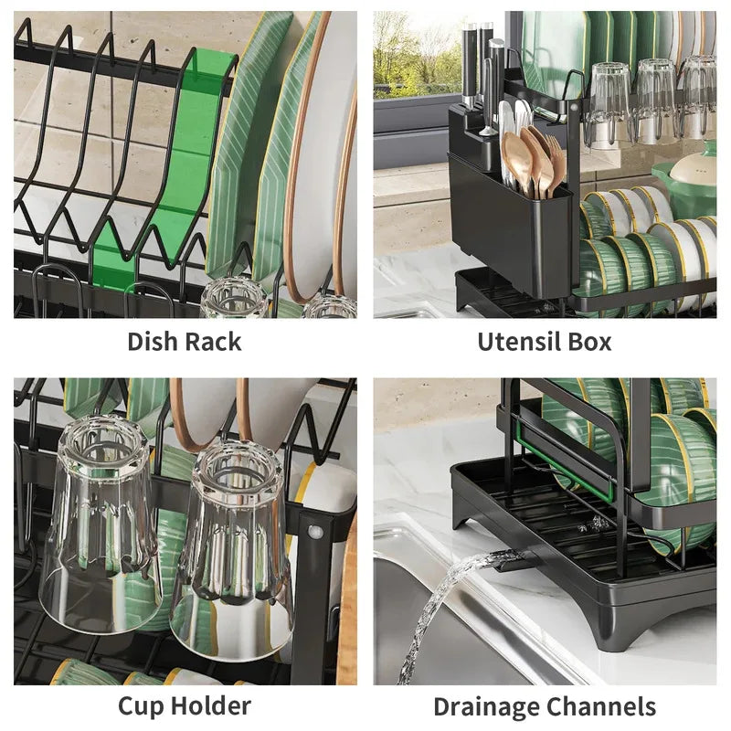 Stainless Steel Dish Rack - Hygienic Residue-Free Kitchen Organizer