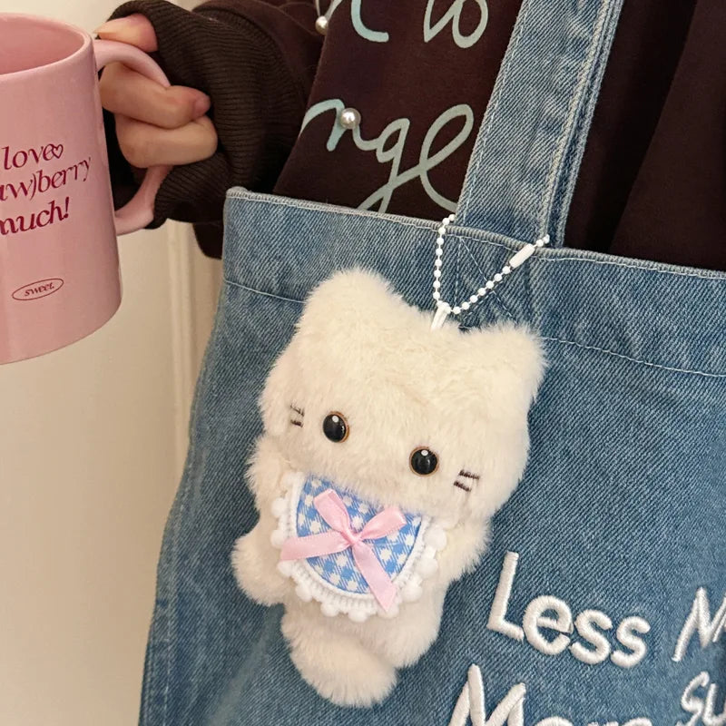 Cute Plush Toy Kitten Squeaking Pendant for Backpack & Keychain - Girl & Couple Gift