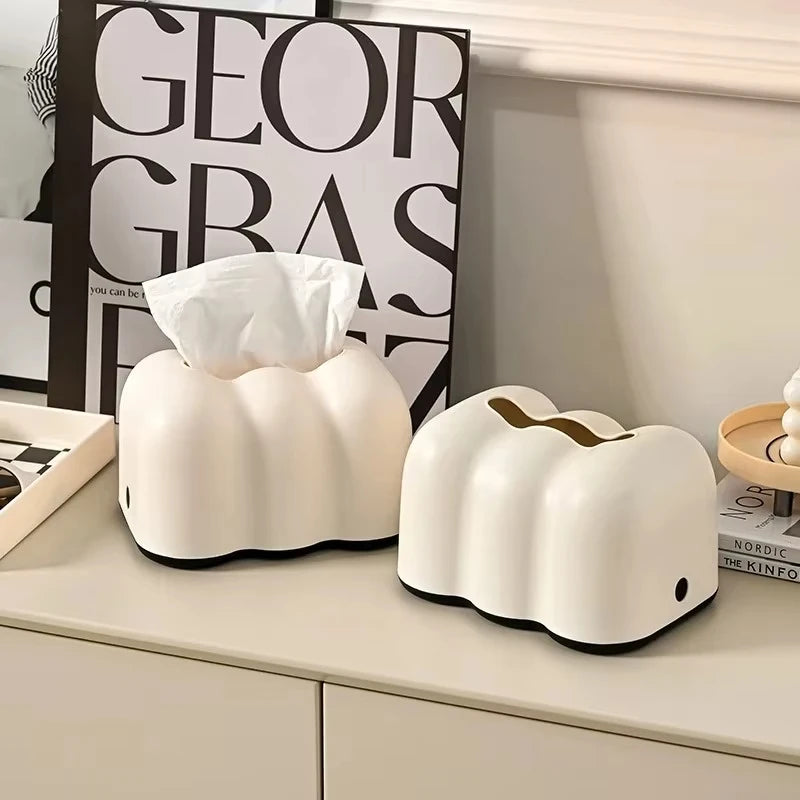 Wall-Mounted Tissue Box Holder with Removable Napkin Dispenser - Cream