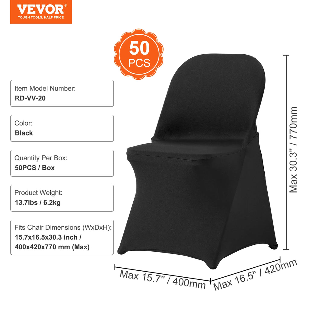 Stretch Spandex Folding Chair Covers Set - Washable Protective Slipcovers for Dining, Banquet & Event Chairs