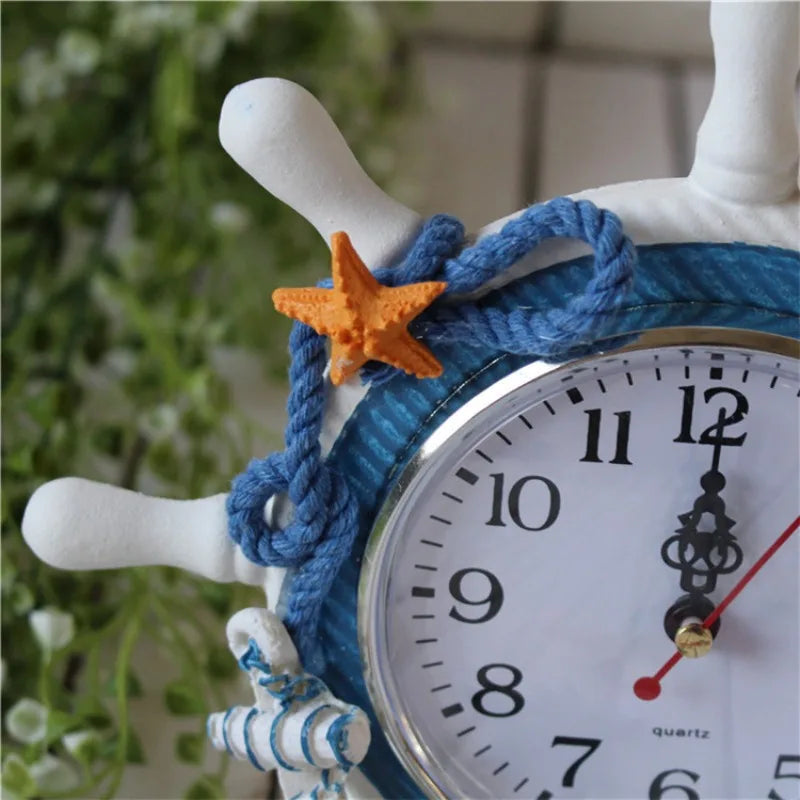 Nautical Themed Silent Table Clock - Artistic Bedside Timepiece for Living Room or Bedroom Decor