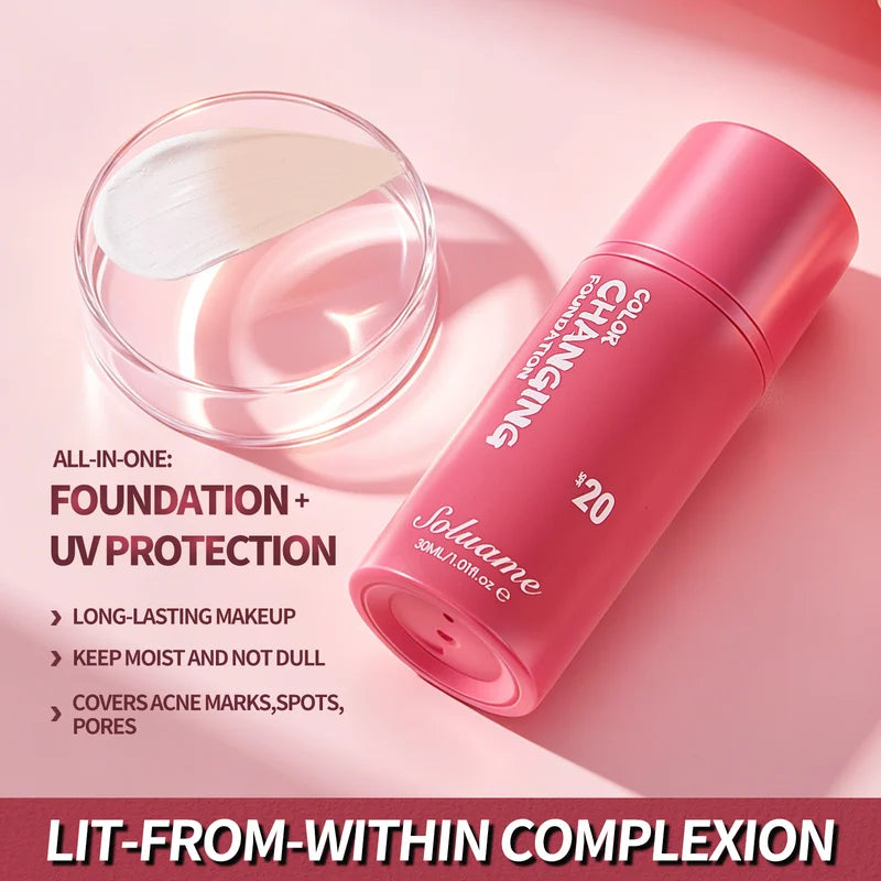 Color Changing Liquid Foundation SPF 20 Sunscreen for Natural Look - 30ml