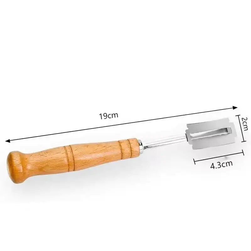 Wooden Handle Curved Bread Slicer Stainless Steel Bread Shaping Knife