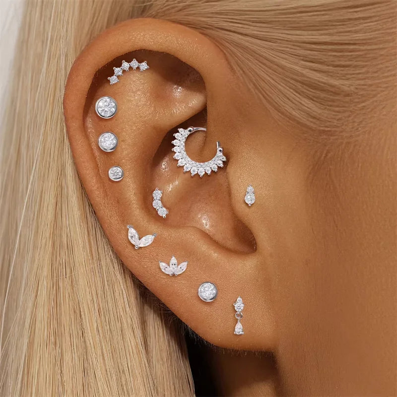 Sterling Silver Moissanite Tassel Earrings for Women Geometric Flower Pendant Jewelry