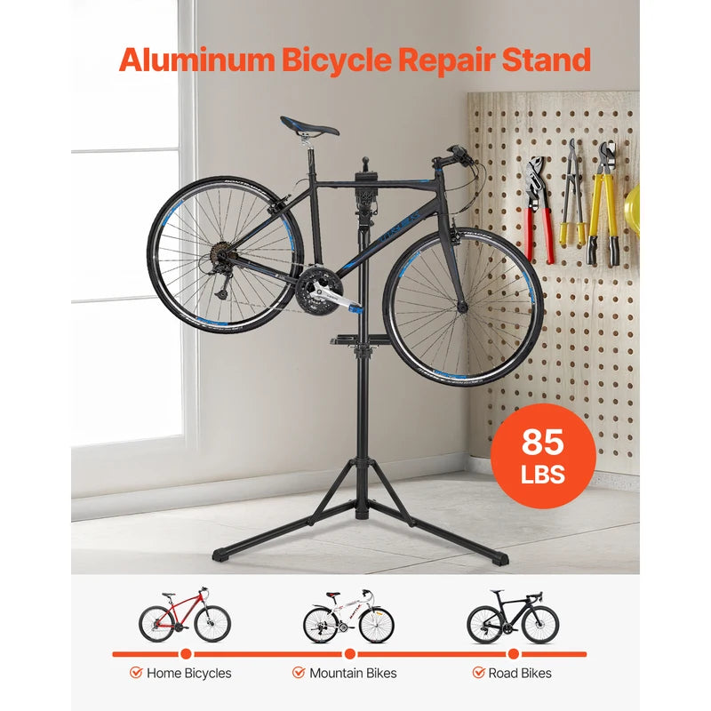Heavy-Duty Bicycle Repair Stand with 360° Clamp and Tool Tray - Supports 85 lb