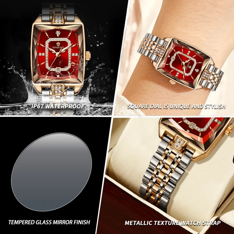 Women's Waterproof Quartz Wristwatch with Auto Date - Luxury Zircon Dial