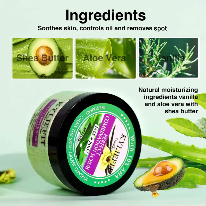 Natural Body & Face Scrub Set - Moisturizing Exfoliating Brightening 250ml