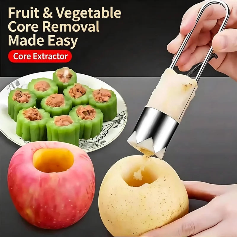 Portable Stainless Steel Fruit Core Remover for Pears and Apples - Sharp Serrated Cutter