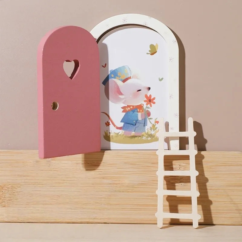Glow-in-The-Dark Fairy Elf Door Wooden Miniature Home Decor - Creative Mouse Hole Design
