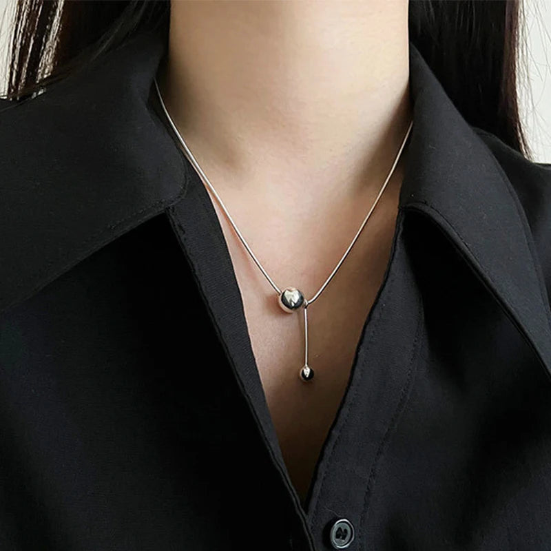Sterling Silver Line Necklace for Women Girls Fashion Jewelry Birthday Gift