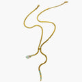 Dainty Gold Plated Rhinestone Snake Chain Necklace with Tassel for Women