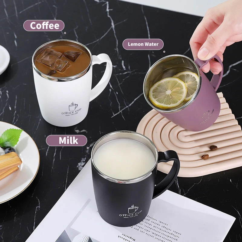 350ml Insulated Stainless Steel Coffee Mug with Handle Leak-Proof Vacuum Flask