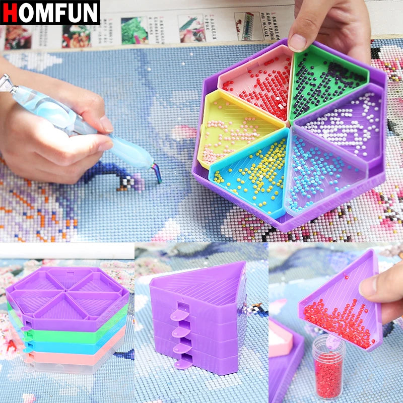 Large Capacity Hexagon Diamond Painting Palette Kit with Beading Plates and Accessories