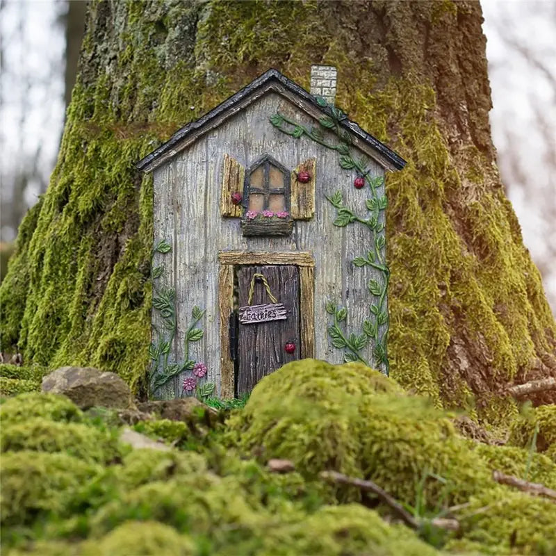 Miniature Fairy Garden Door - Weatherproof Wooden Yard Art Decor, Gnome & Fairy Door for Kids & Garden