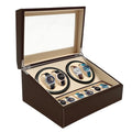 Automatic Watch Winder Display Box with PU Leather Finish - Holds 10 Watches, Black or Brown