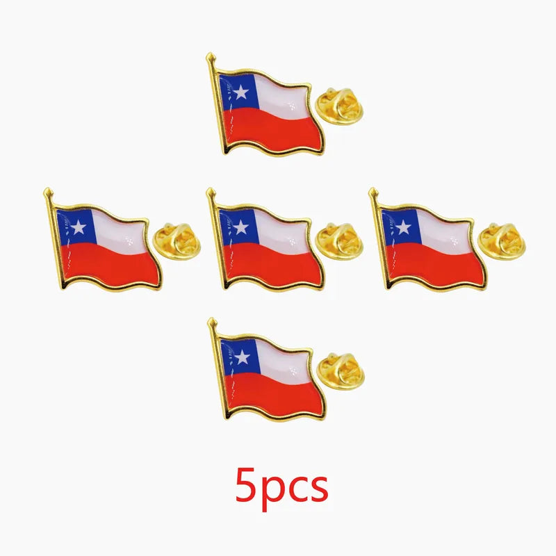 Chile Flag Lapel Pins Bulk Pack - Emblem Badges for Jackets Hats Backpacks