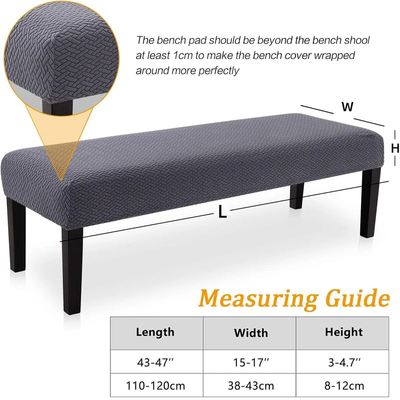 Stretch Jacquard Dining Bench Cover - Removable, Washable Seat Protector for Living Room