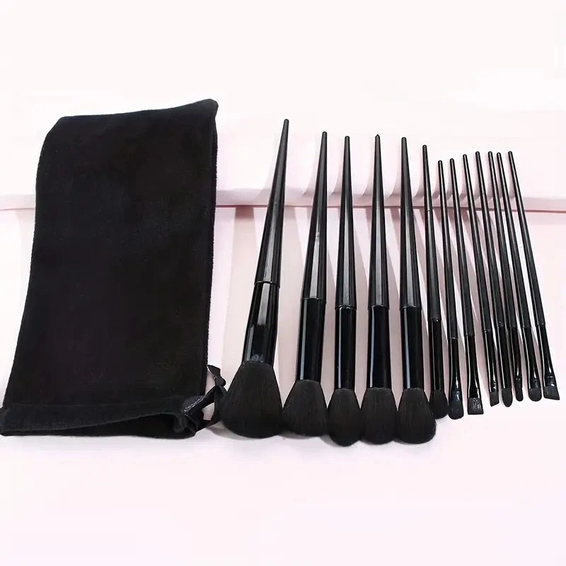 13-Piece Makeup Brush Set with Powder, Foundation, Blush & Kabuki Brushes – Assorted Handle Colors