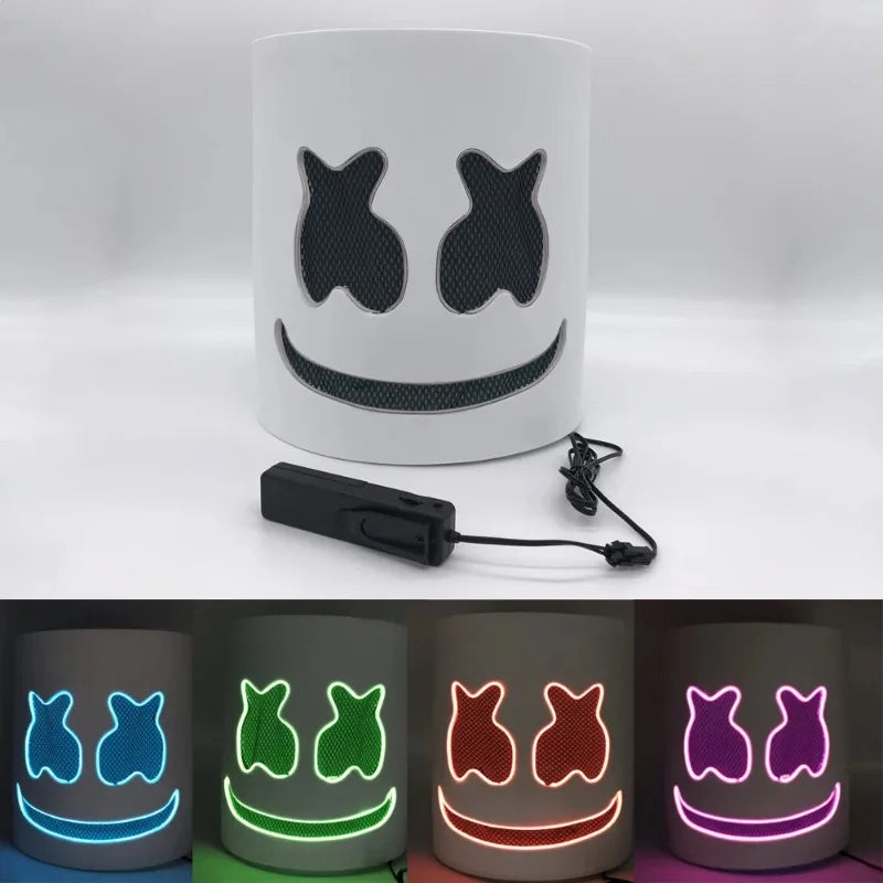LED DJ Mask for Halloween Cosplay and Festivals with Flashing Glow Effect