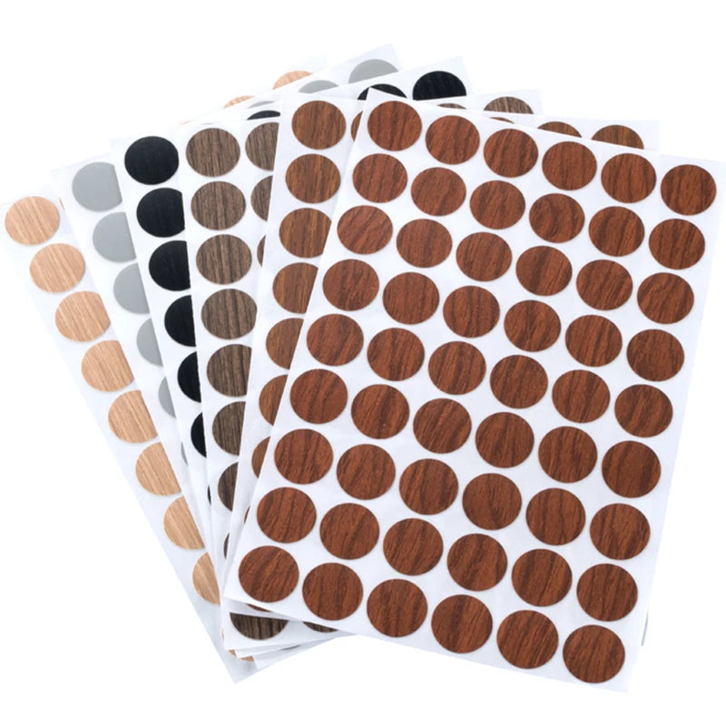 96Pcs Wooden Furniture Screw Hole Cover Stickers 15mm Self-Adhesive Decorative Caps