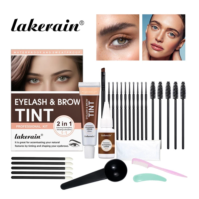 Professional Waterproof Eyebrow Tint Dye Kit Long-Lasting Semi Permanent Home Use