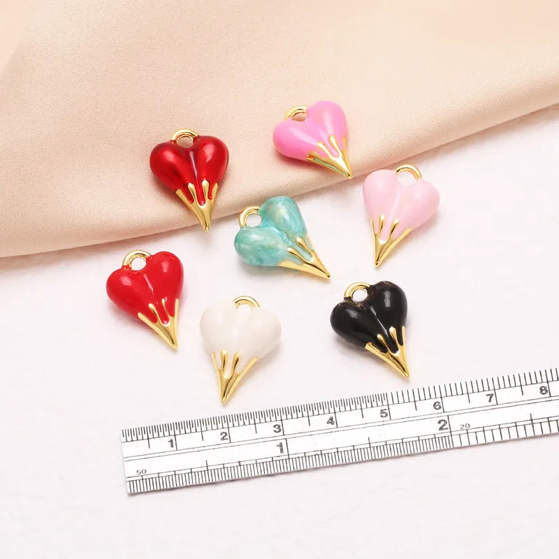 Multicolor Enamel Heart Pendant for Necklace DIY Jewelry Making Supplies