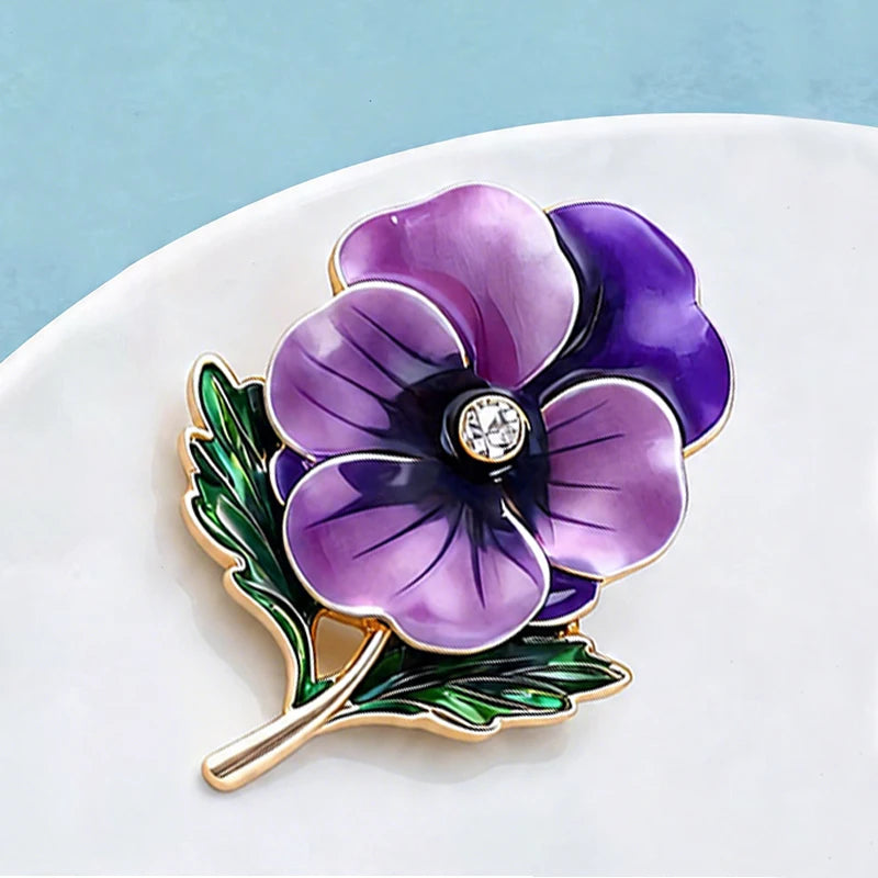 February Birthday Flower Brooch Pins for Women - Enamel Floral Jewelry