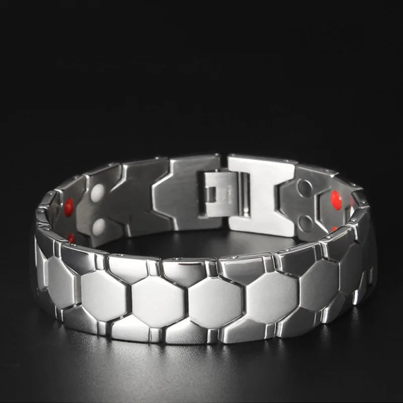 Men's Magnetic Hematite Beaded Therapy Bracelet - Anti-Fatigue & Healing Jewelry