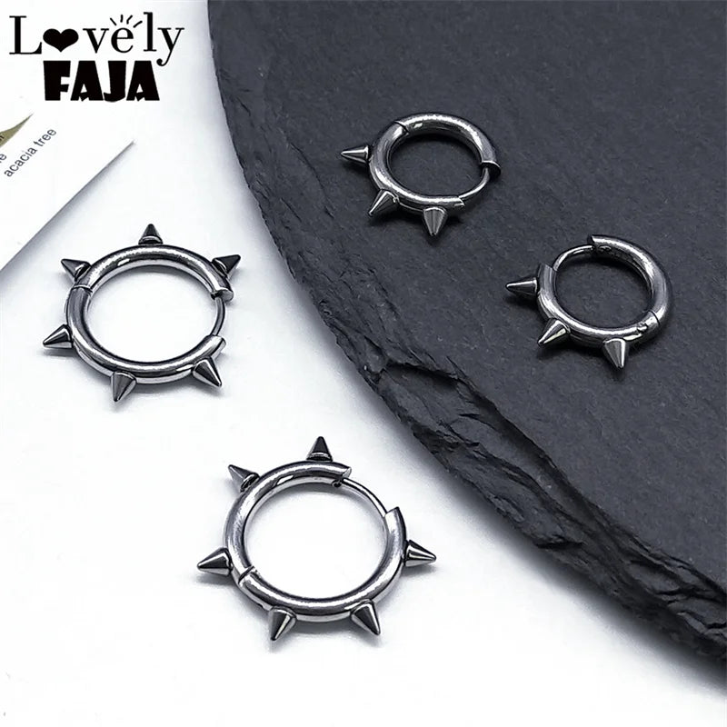 Unisex Punk Spike Rivet Hoop Earrings - Gothic Gothic Gothic Style Jewelry