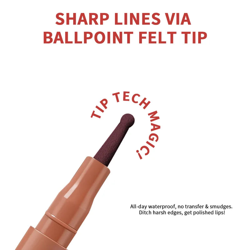 Waterproof Lip Liner Pencil - Long Lasting, No Transfer, 8 Colors, Flexible Felt Tip