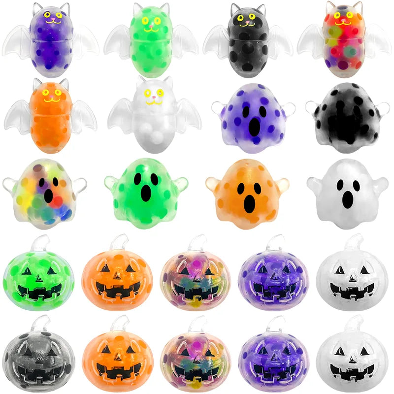 Halloween Stress Relief Bead Ball Toy Ghost Pumpkin Bat Squeeze & Release Fidget