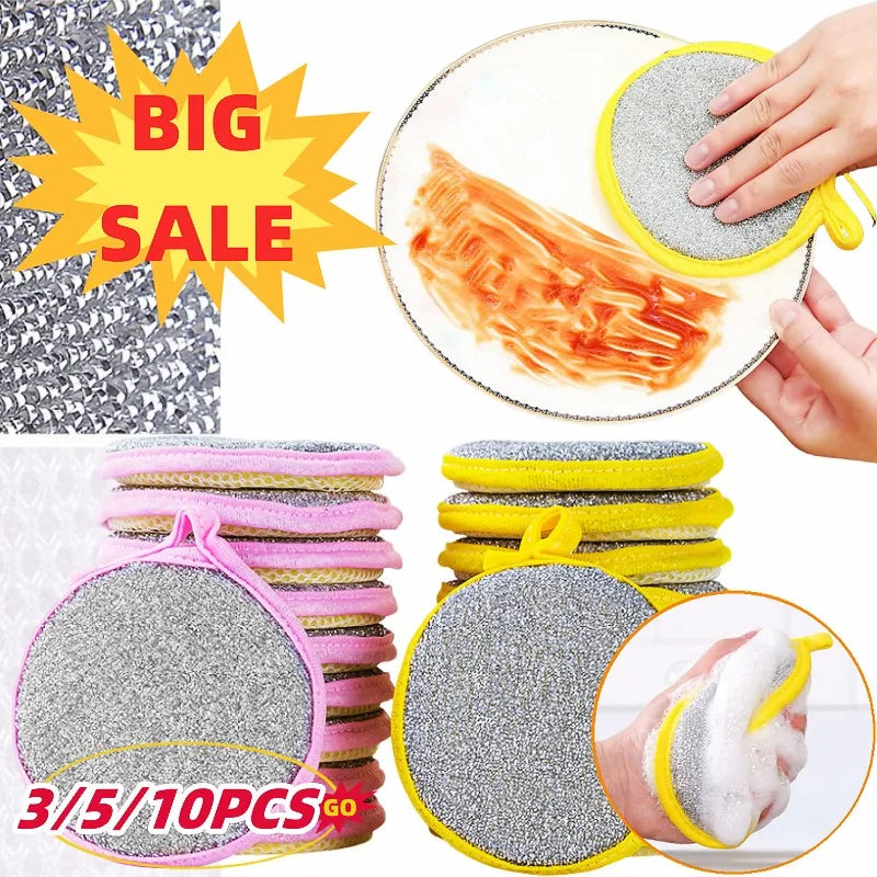 Double-Sided Dishwashing Sponge Set for Kitchen Cleaning - Reusable, Eco-Friendly, Soft & Sturdy