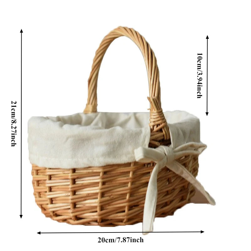 Handmade Willow Easter Basket with Handle for Egg Hunt Home Decor Gift